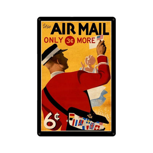 Air Mail Postage Stamp Vintage Style Metal Sign 12 x 18