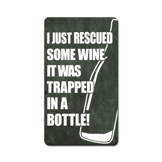 Rescue Wine Vintage Style Metal Sign 8 x 14