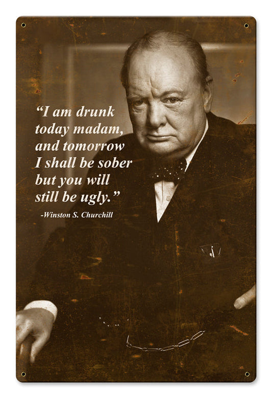 Winston Churchill Vintage Style Metal Sign 12 x 18