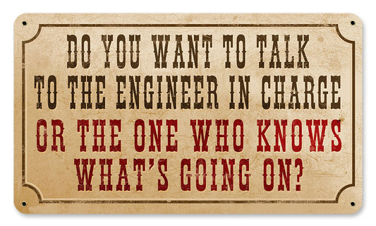 Talk Engineer Vintage Style Metal Sign 8 x 14
