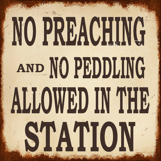 Preaching Peddling Vintage Style Metal Sign 12 x 12