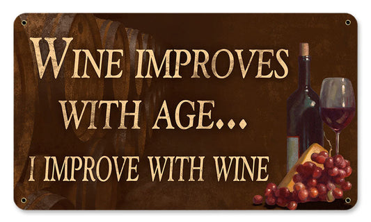 Improve Wine Vintage Style Metal Sign 8 x 14