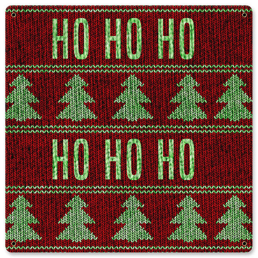 Christmas Sweater Ho Ho Ho Vintage Style Metal Sign 12 x 12
