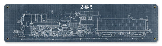 Train Blue Print Vintage Style Metal Sign 20 x 5