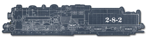 Train Blue Print Vintage Style Metal Sign 25 x 5