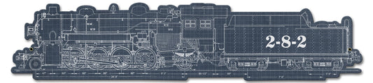 Train Blue Print Vintage Style Metal Sign 32 x 7