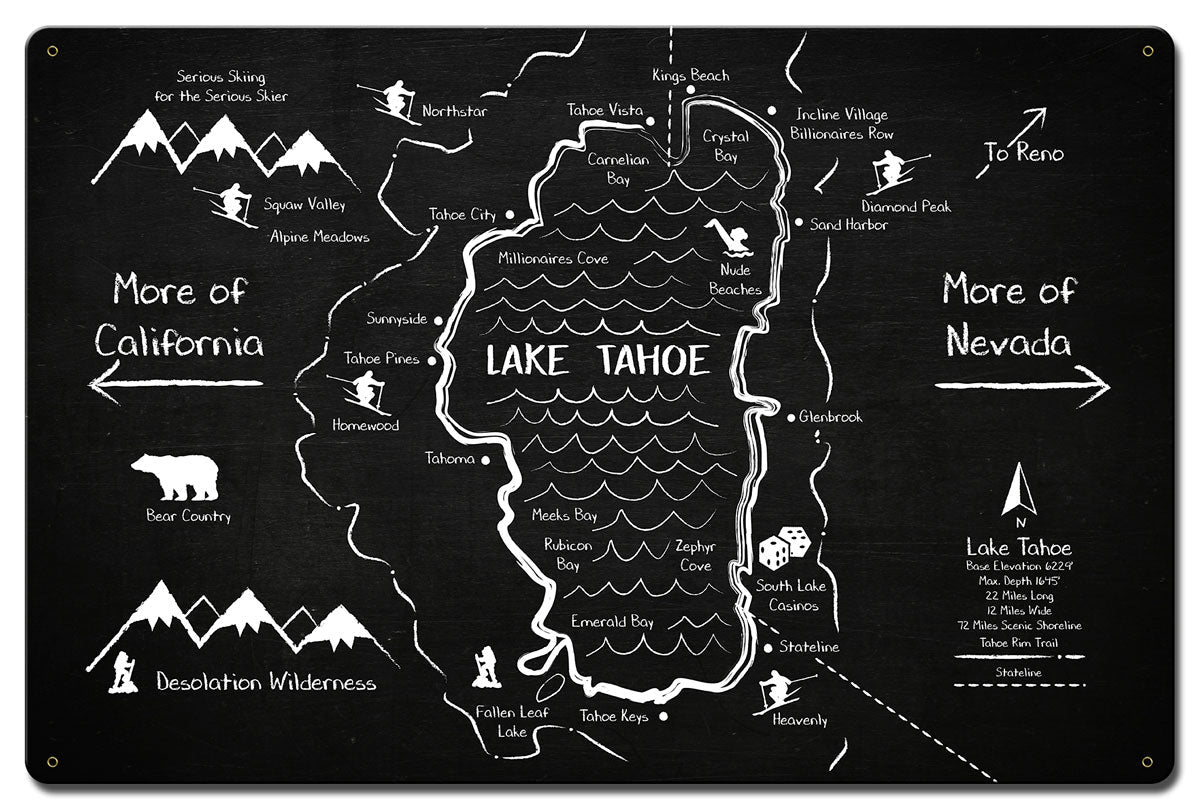 Lake Tahoe Chalk Drawing 24 x 16
