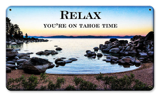 Tahoe Relax Vintage Style Metal Sign 14 x 8