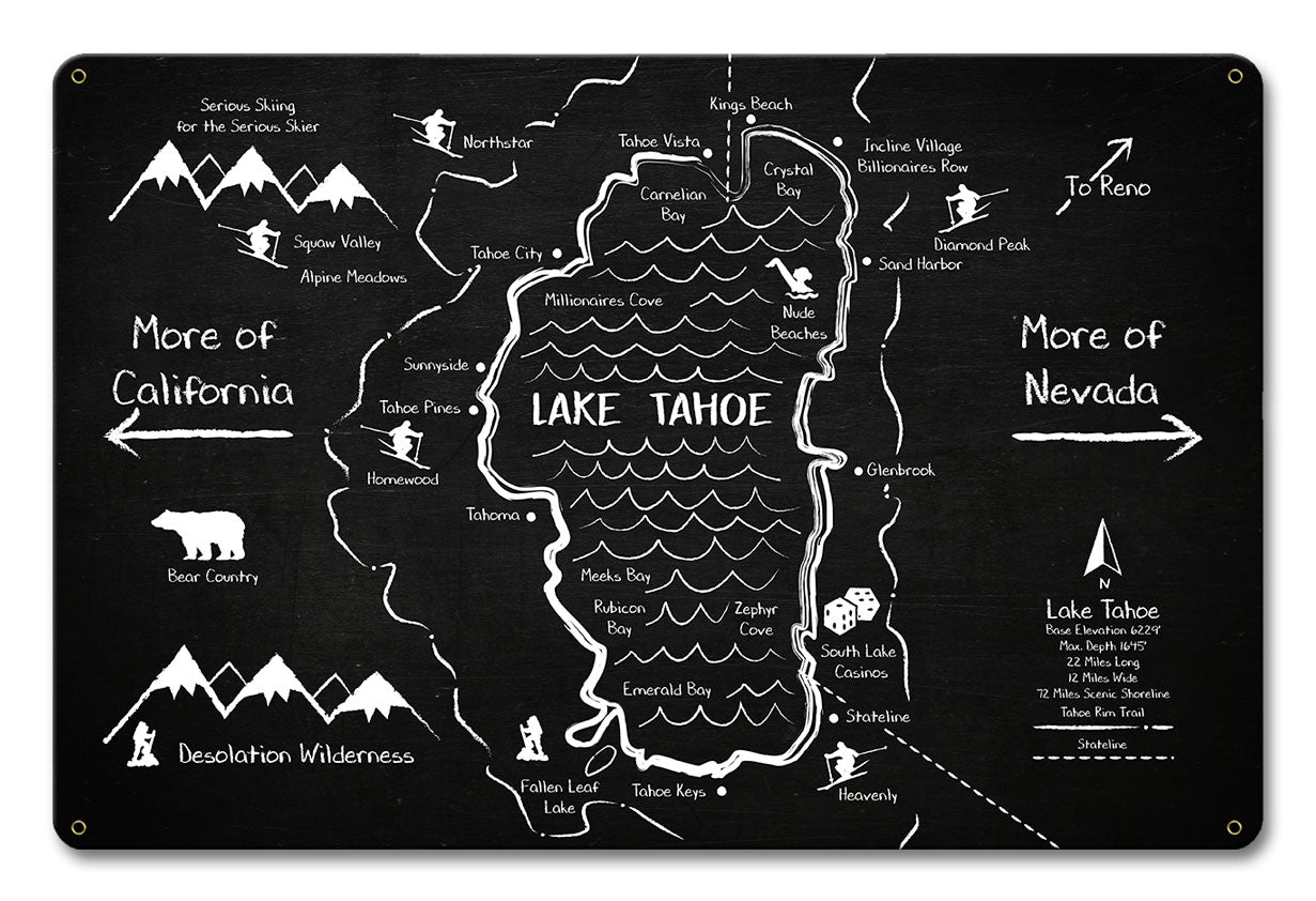 Lake Tahoe Chalk Drawing 18 x 12