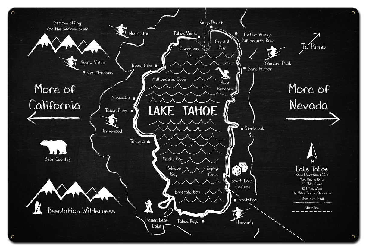 Lake Tahoe Chalk Drawing 36 x 24
