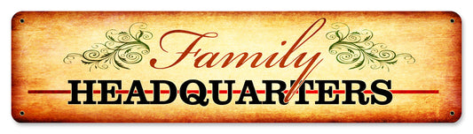 Family Headquarters Vintage Style Metal Sign 20 X 5