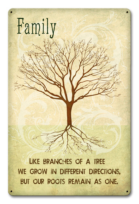 Family Like Branches Vintage Style Metal Sign 12 x 18