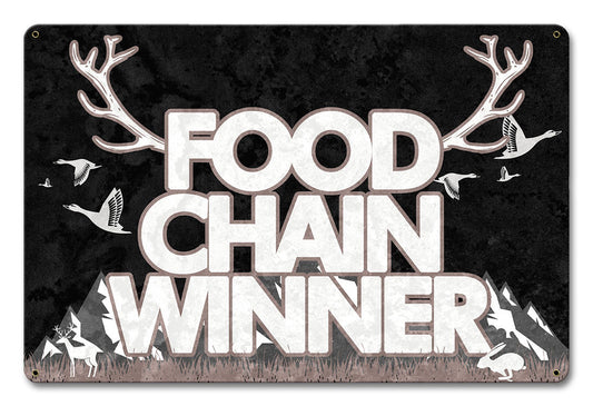 Food Chain Winner Vintage Style Metal Sign 12 x 18