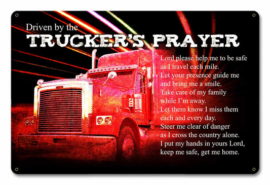 Trucker'S Prayer Vintage Style Metal Sign 18 x 12