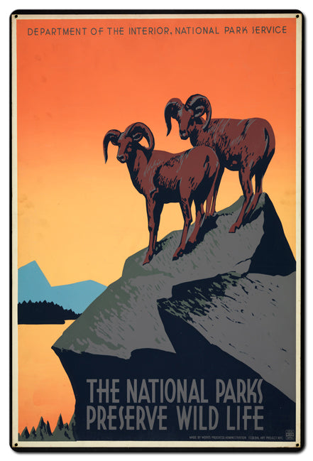 National Parks Preserve Wilderness Vintage Style Metal Sign 24 x 36