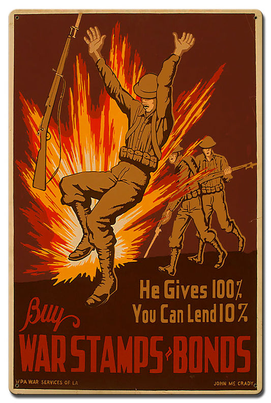 Buy War Stamps Bonds Vintage Style Metal Sign 24 x 16