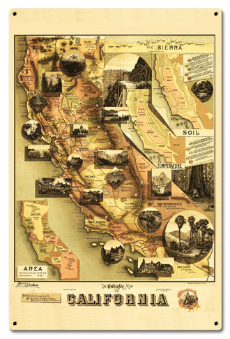 Unique Map Of California 16 x 24