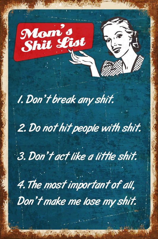 Mom'S Shit List 12 x 18