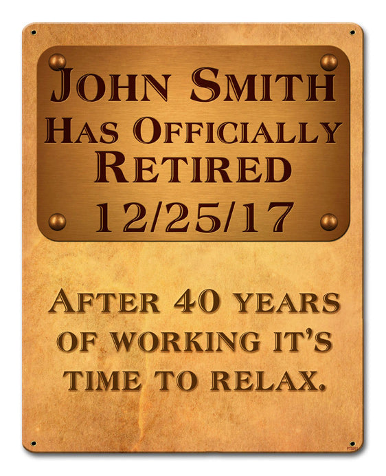 Officially Retired Plaque Personalized 12 x 15
