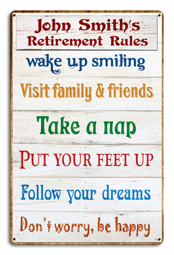 Retirement Rules Personalized 12 x 18