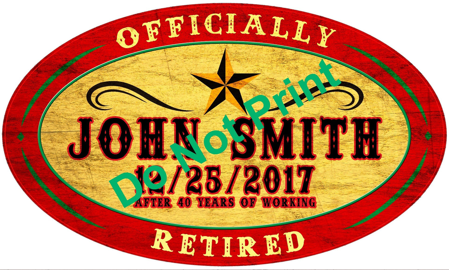 Retired Circus Style Personalized 24 x 14