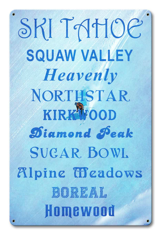 Ski Tahoe Resorts 12 x 18