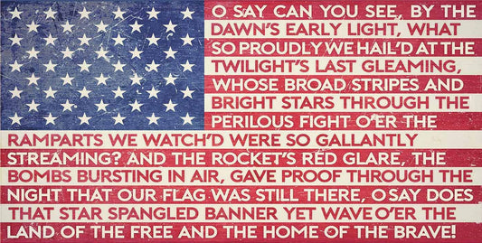 American Flag Star Spangled Banner Lyrics 24 x 12
