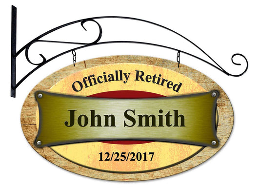 Retired Oval Rustic Personalized 24 x 14