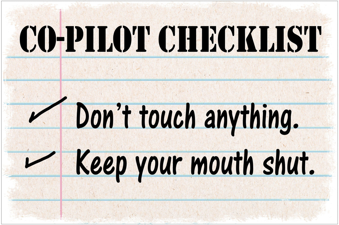 Airplane Checklist 18 x 12