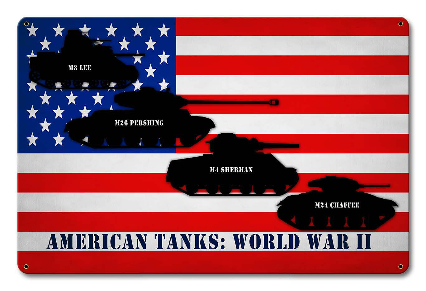America Tanks Ww2 18 x 12