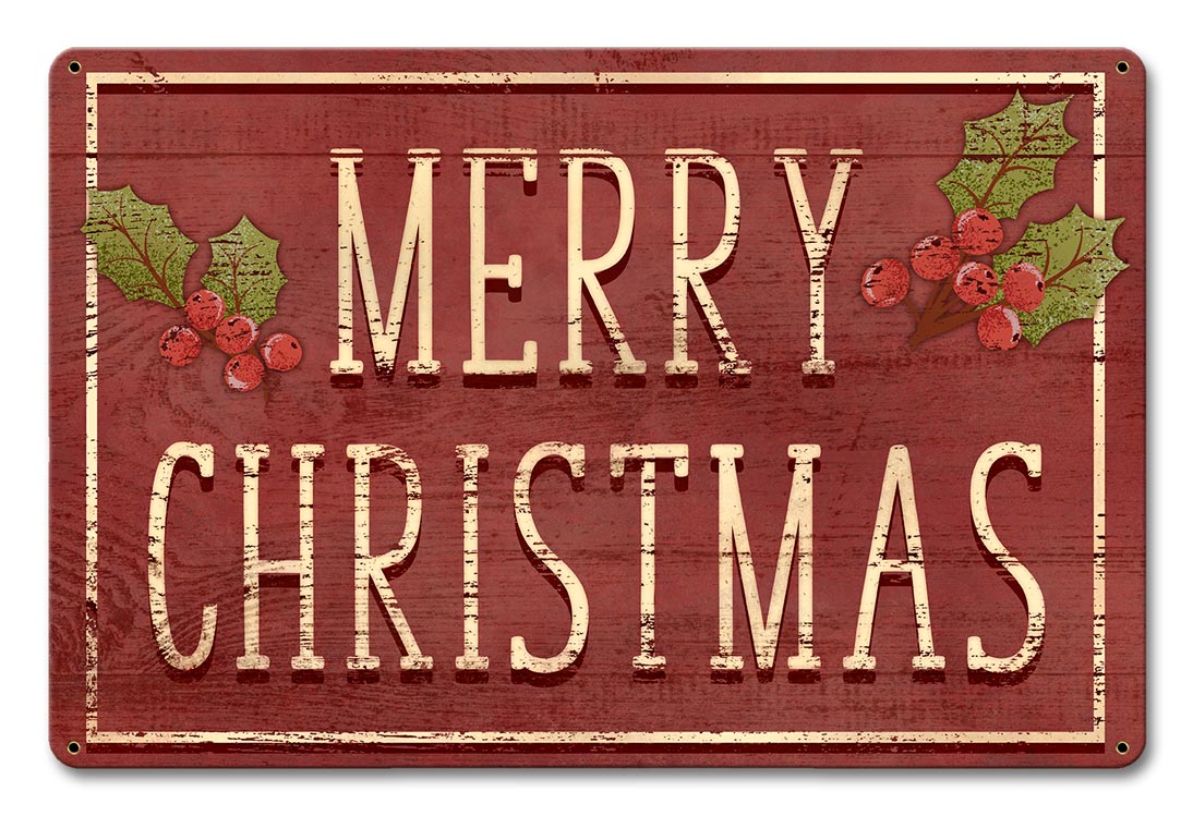 Merry Christmas Holly 18 x 12