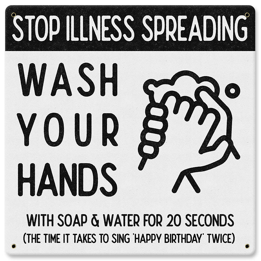 Stop Illness Wash Hands 12 x 12