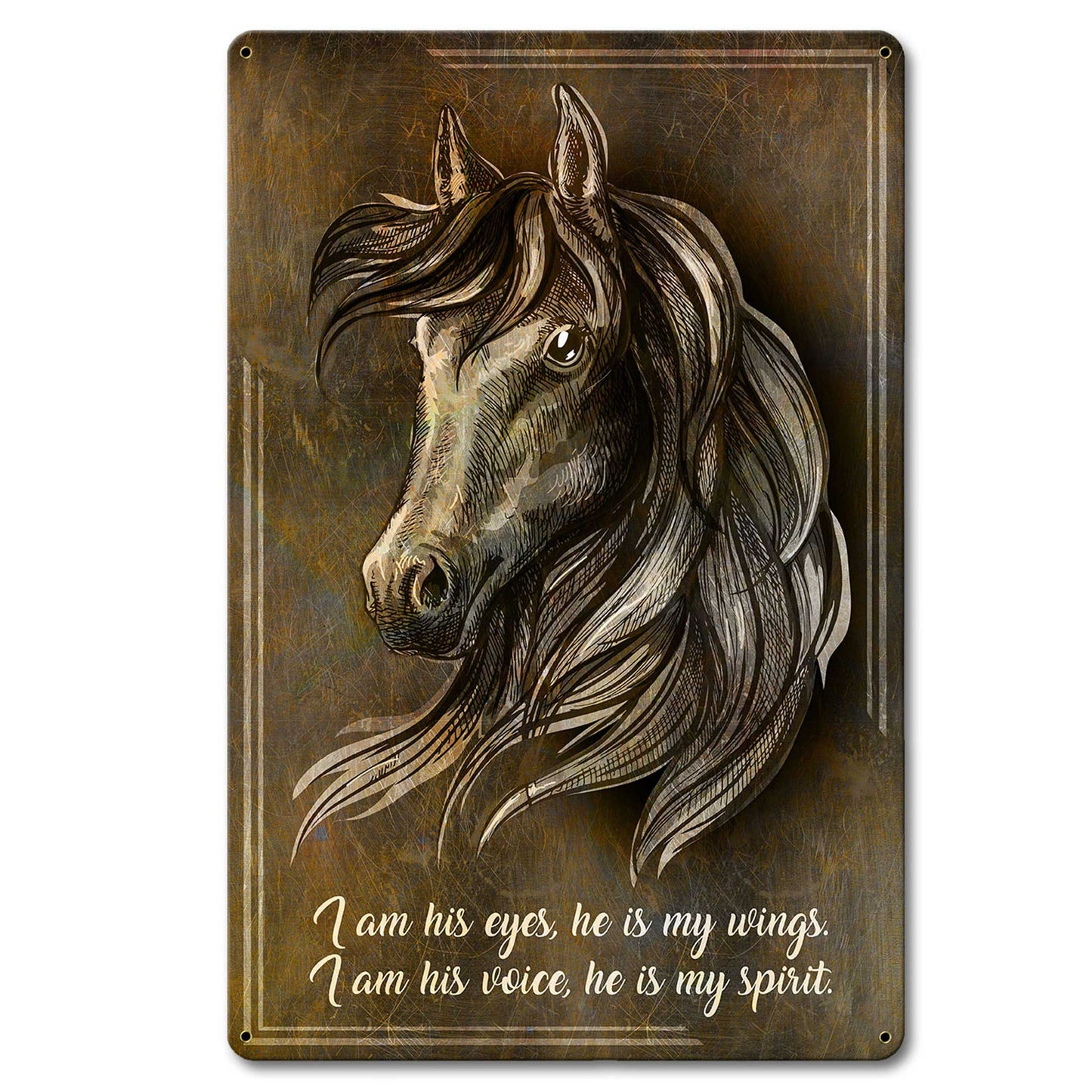 Horse Wing Spirit Dark 12 x 18