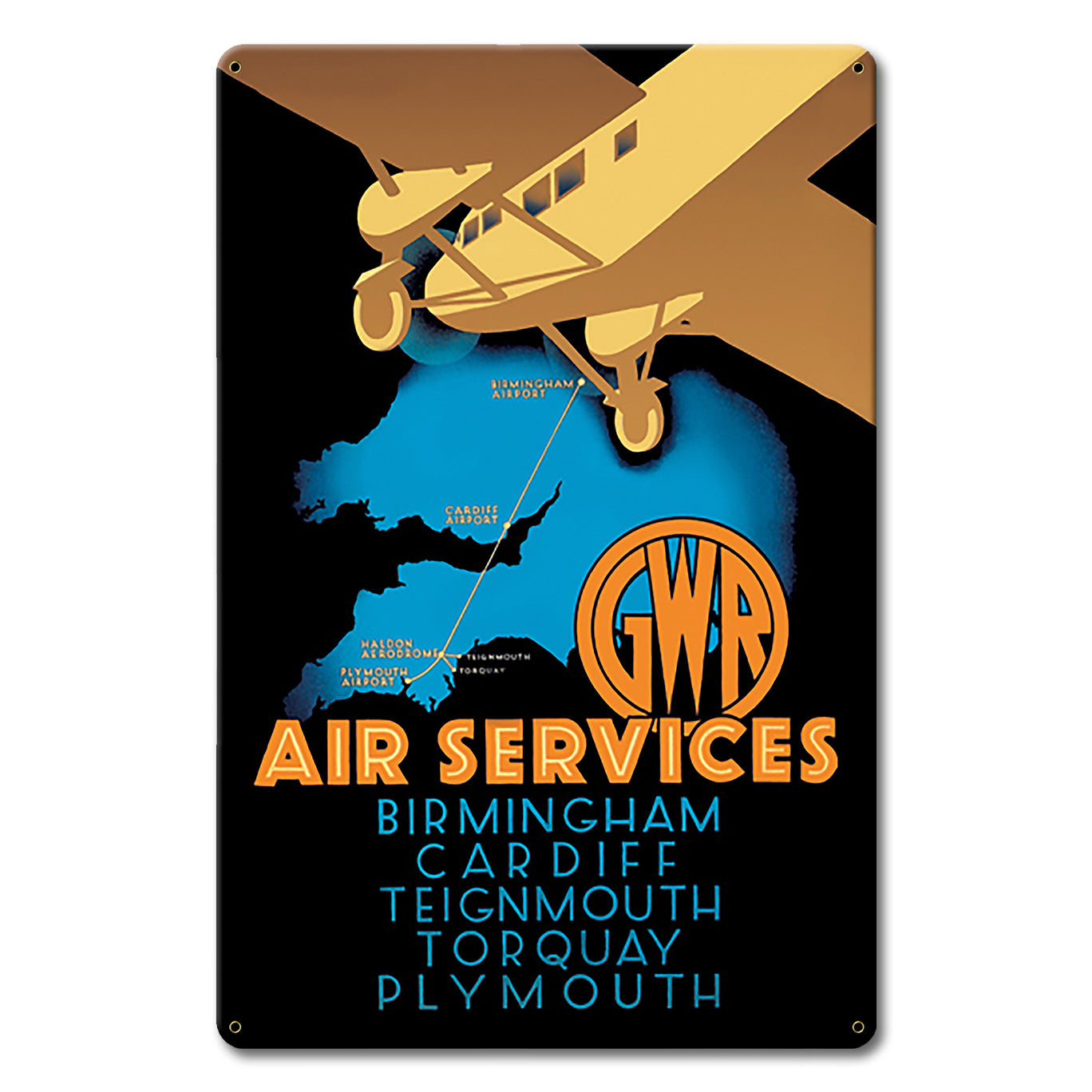 1930'S Air Services Ad England 12 x 18