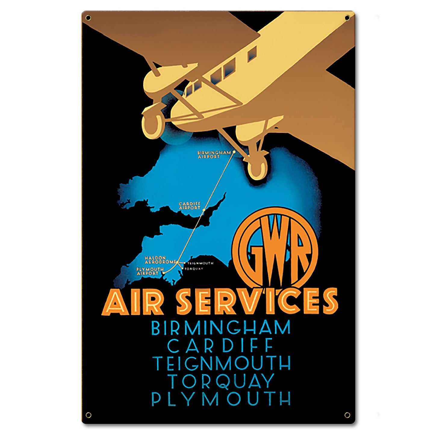 1930'S Air Services Ad England 16 x 24