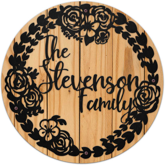 Wreath Family Name Personalized 28 x 28