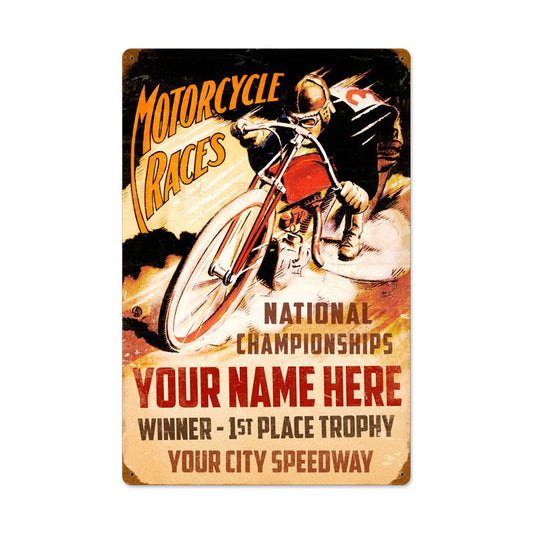 Motorcycle Races Personalized 16 x 24