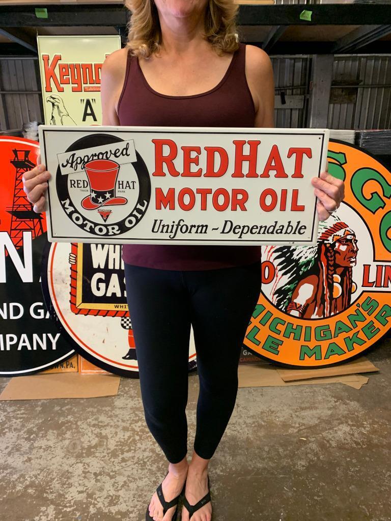 Red Hat Motor Oil Vintage Style Metal Sign