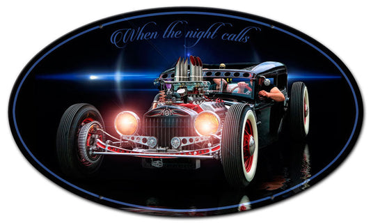 When The Night Calls Vintage Style Metal Sign 24 x 14