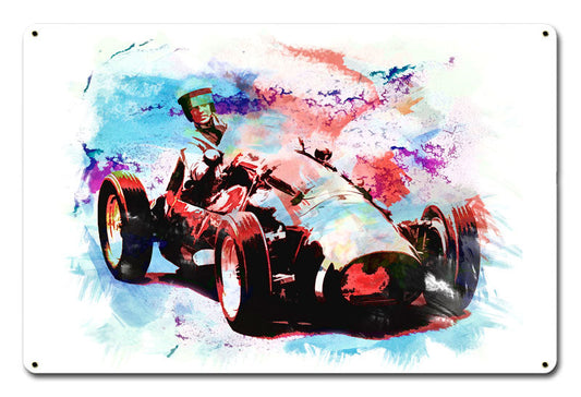 Water Colors Racer Vintage Style Metal Sign 18 x 12