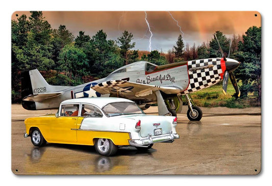 Mustang And Chevy Vintage Style Metal Sign 18 x 12