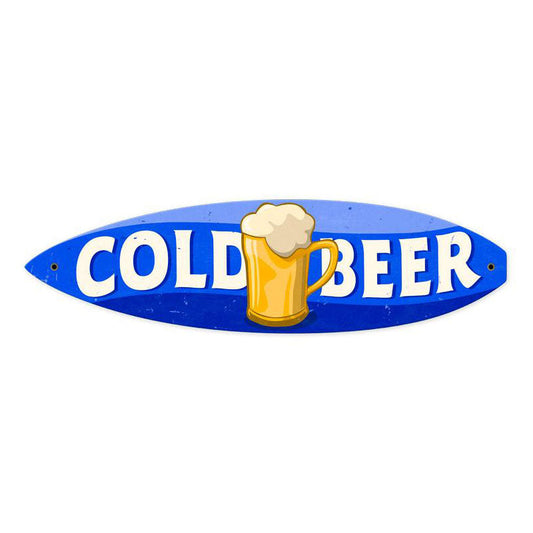 Cold Beer Vintage Style Metal Sign 6 x 22