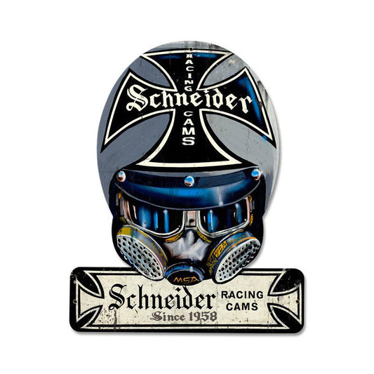 Schneider Cams Helmet Vintage Style Metal Sign 15 x 12
