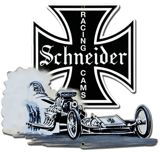 Schneider Racing Vintage Style Metal Sign 15 x 16