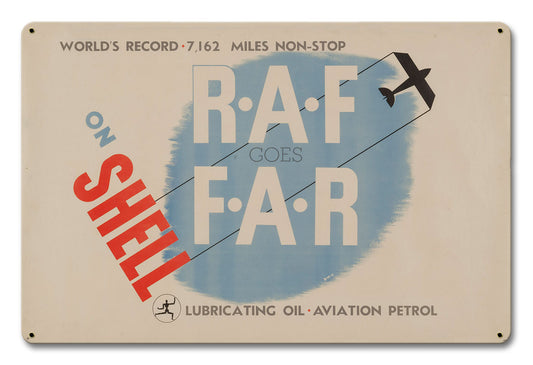 Raf Goes Far Vintage Style Metal Sign 12 X 18