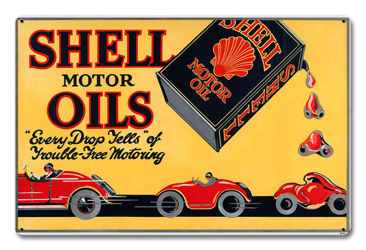 Shell Motor Oils Trouble Free Motoring Vintage Style Metal Sign 18 X 12