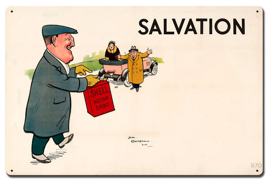 Shell Motor Spirit Salvation Vintage Style Metal Sign 24 X 16