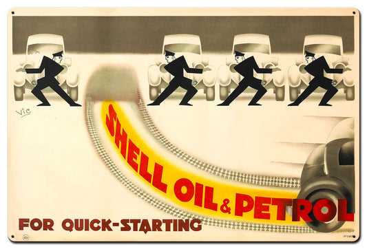 Shell Oil For Quick Starting Vintage Style Metal Sign 36 X 24