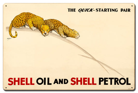 The Quick Starting Pair Shell Oil Cats Vintage Style Metal Sign 24 X 16