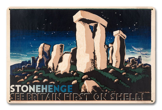 Stonehenge See Britain First On Shell Vintage Style Metal Sign 18 X 12